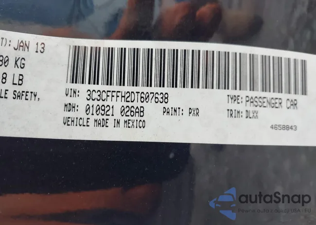 3C3CFFFH2DT607638: 43681881