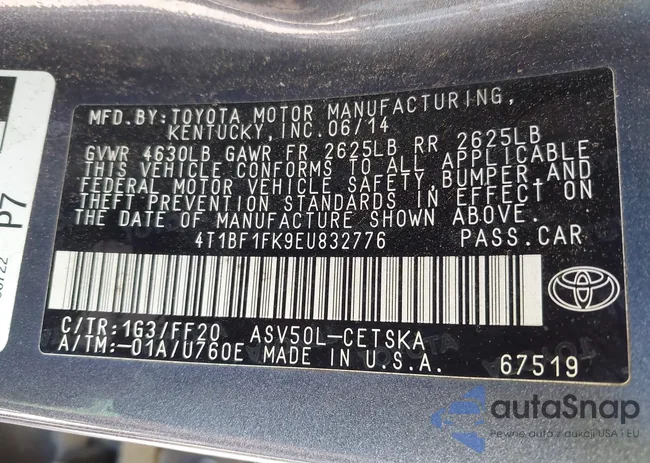 4T1BF1FK9EU832776: 43681927