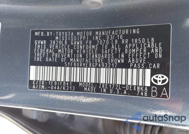 5YFBURHE8GP493217: 43682065