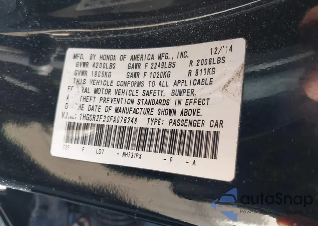 1HGCR2F30FA078248: 43683234