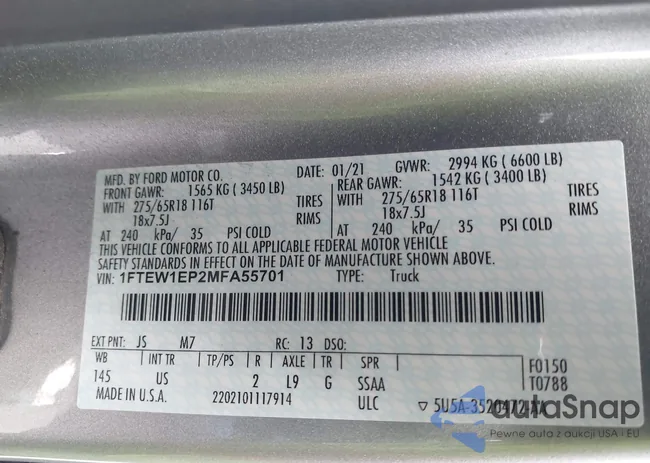 1FTEW1EP2MFA55701: 43683349