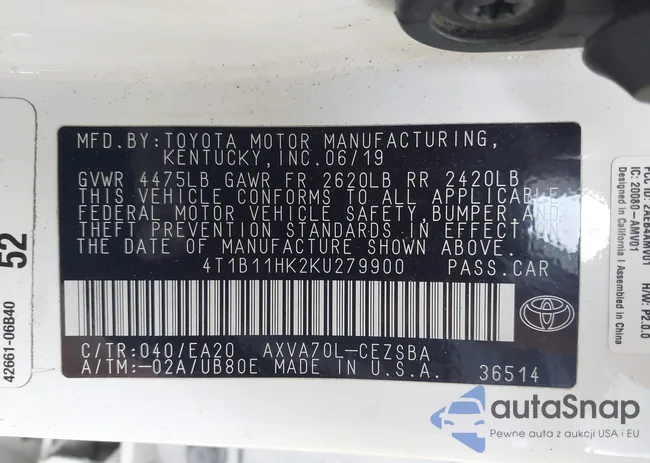 4T1B11HK2KU279900: 43683473