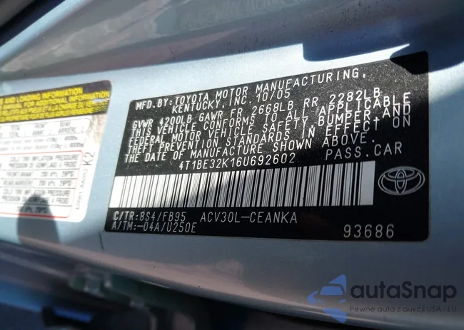 4T1BE32K16U692602: 43683610