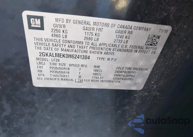 2GKALMEK0H6241304: 43684293