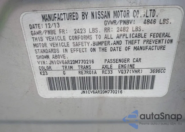 JN1CV6AR2DM770216: 43684531