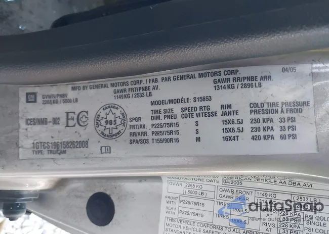 1GTCS196158262008: 43683737