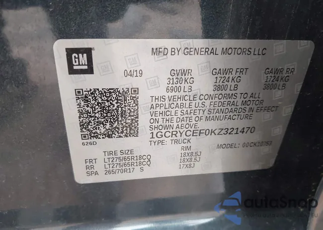 1GCRYCEF0KZ321470: 43683824