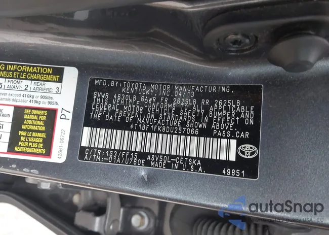 4T1BF1FK8DU257066: 43684044