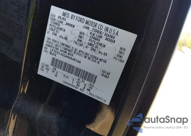 1FTPX14534NA40166: 43685145