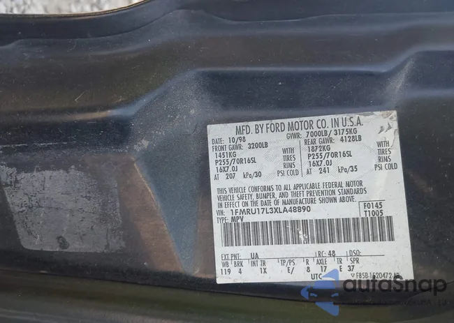 1FMRU17L3XLA48890: 43685438