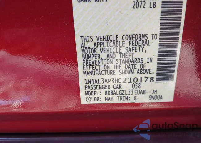 1N4AL3AP3HC210178: 43685445