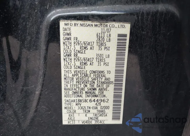 5N1AR18B58C644962: 43685510