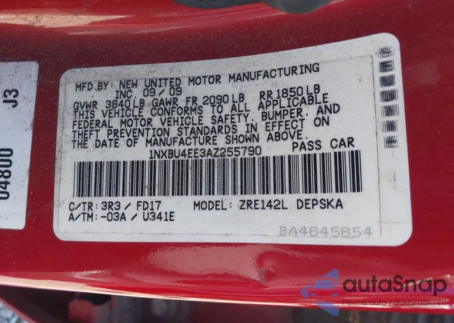 1NXBU4EE3AZ255790: 43685634