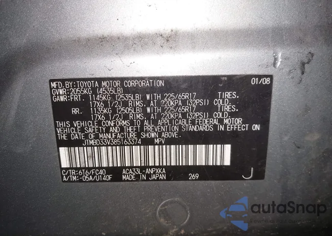 JTMBD33V385163374: 43685693