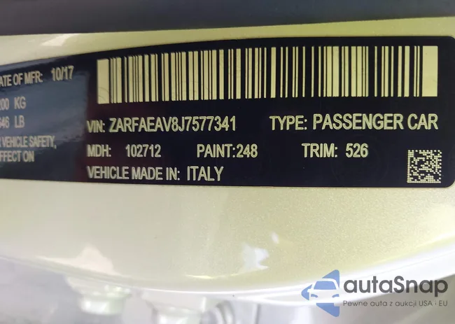 ZARFAEAV8J7577341: 43684720