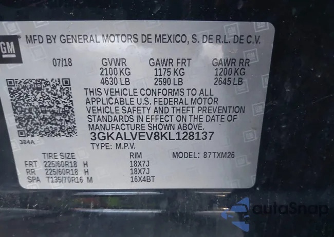 3GKALVEV8KL128137: 43684809