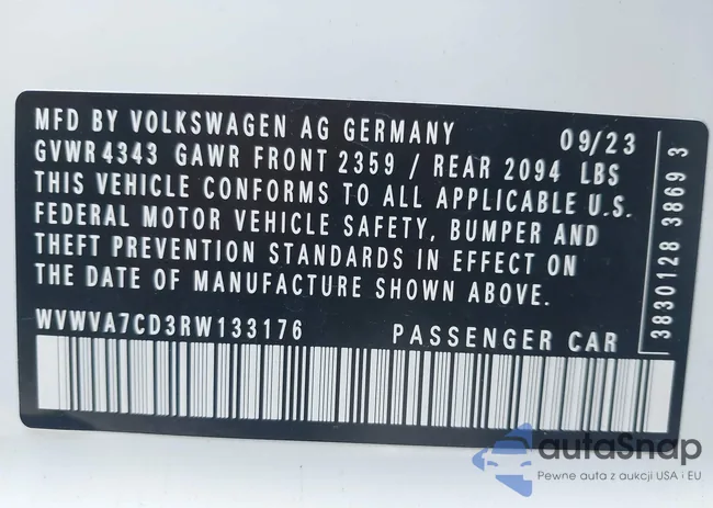WVWVA7CD3RW133176: 43684814