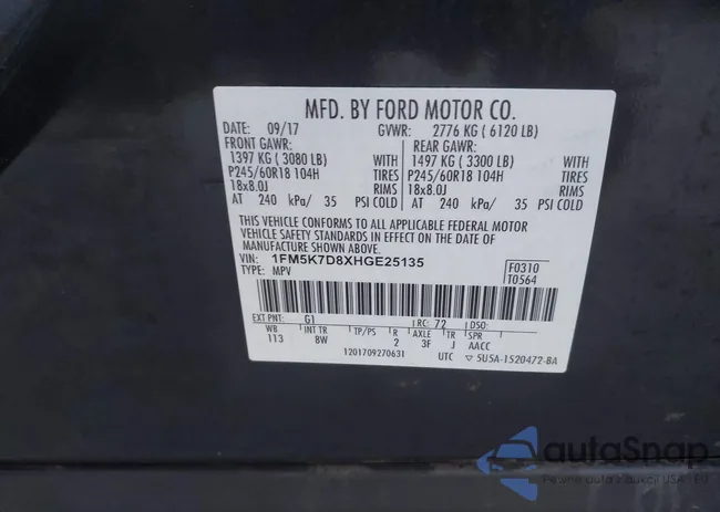 1FM5K7D8XHGE25135: 43685100