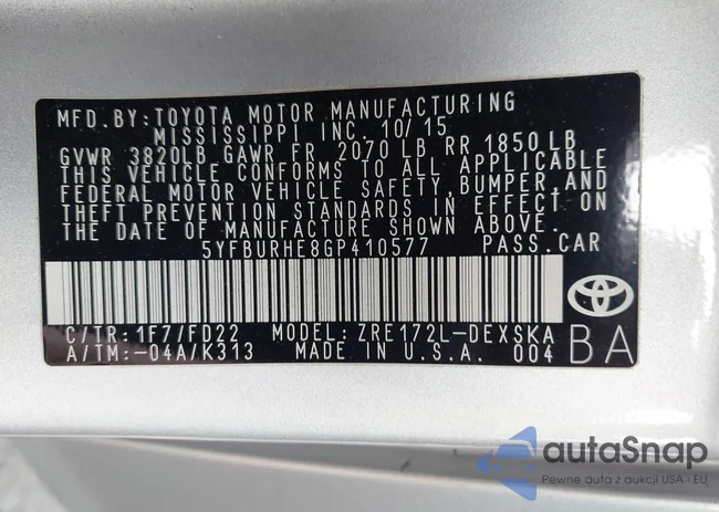 5YFBURHE8GP410577: 43686124