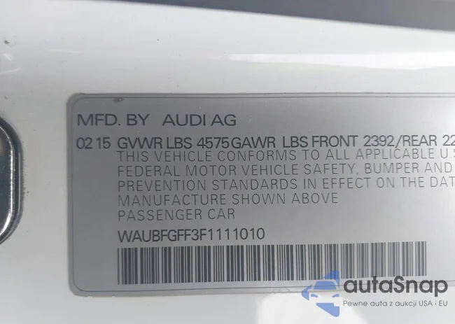 WAUBFGFF3F1111010: 43686139