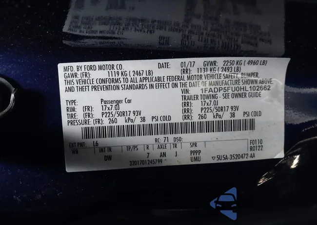 1FADP5FU0HL102662: 43686230