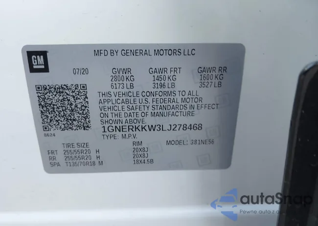 1GNERKKW3LJ278468: 43686267