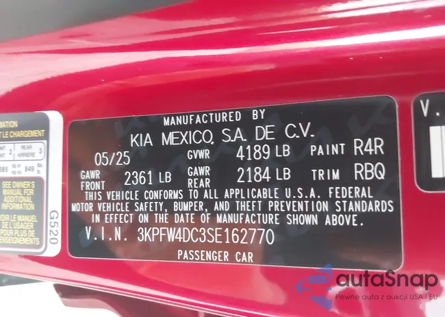 3KPFW4DC3SE162770: 43686280