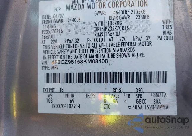 4F2CZ96158KM08100: 43686286