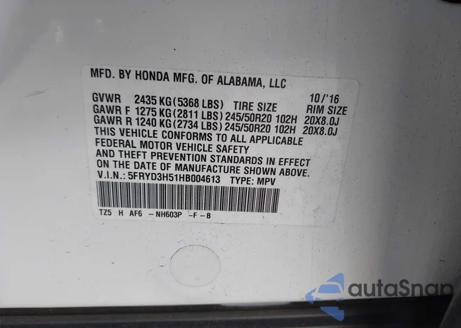 5FRYD3H51HB004613: 43686294