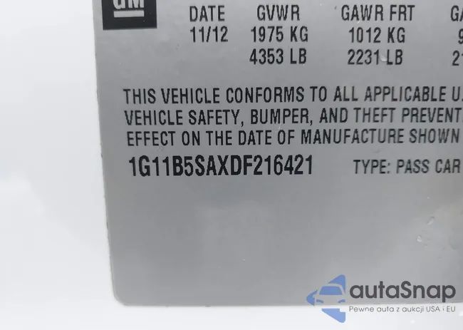 1G11B5SAXDF216421: 43686424