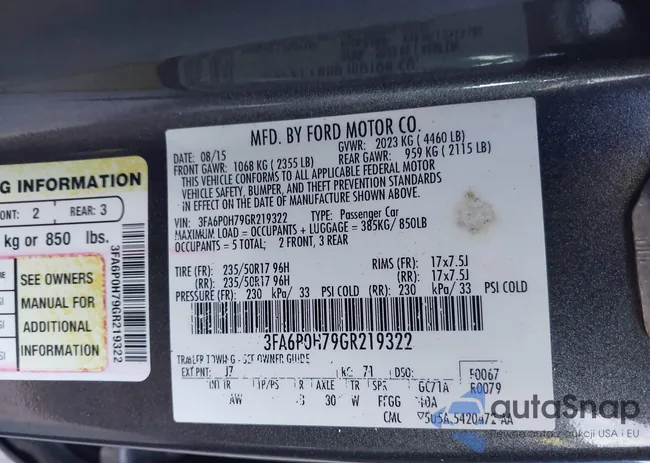 3FA6P0H79GR219322: 43686523