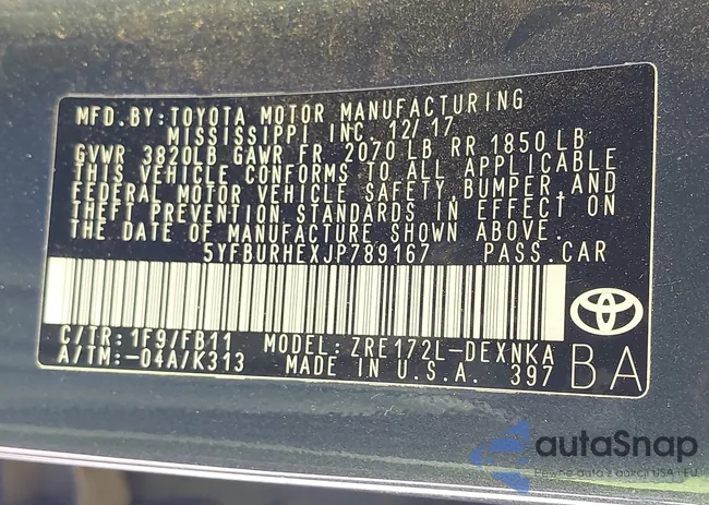 5YFBURHEXJP789167: 43686530