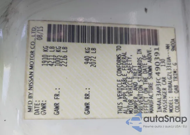 1N4AL3AP3FC490391: 43686569