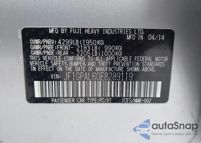 JF1GPAL60E8289119: 43686592