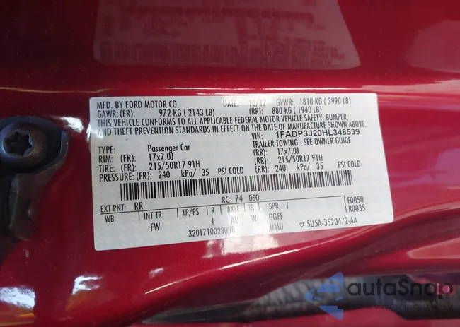 1FADP3J2OHL348539: 43686614