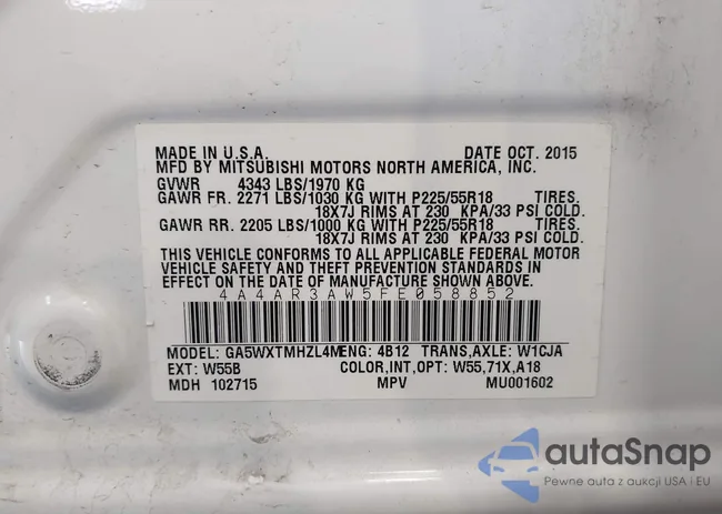 4A4AR3AW5FE058852: 43686653