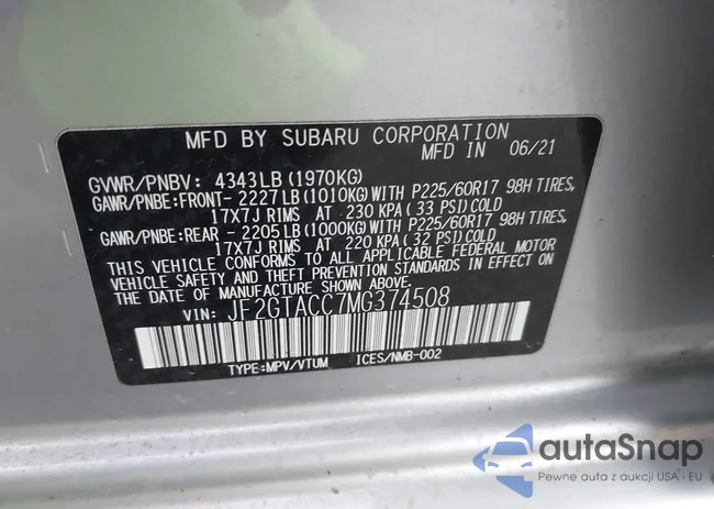 JF2GTACC7MG374508: 43685765