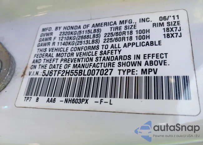 5J6TF2H55BL007027: 43685800