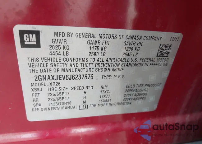 2GNAXJEV6J6237876: 43685856