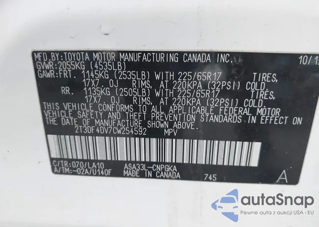 2T3DF4DV7CW254592: 43685871