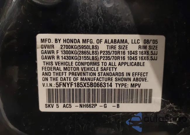 5FNYF185X5B066314: 43685940