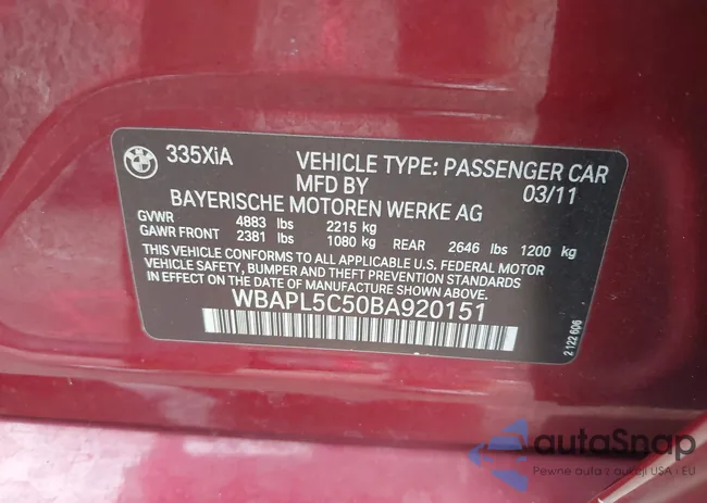 WBAPL5C50BA920151: 43686081