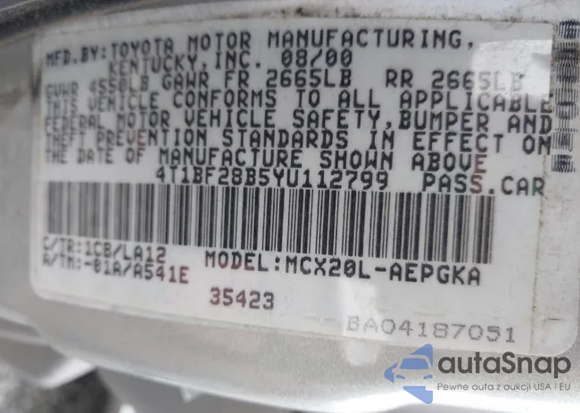 4T1BF28B5YU112799: 43687119