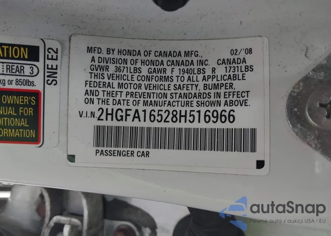 2HGFA16528H516966: 43687160