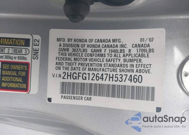 2HGFG12647H537460: 43687220