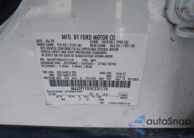 MAJ3P1TE0JC231119: 43687326