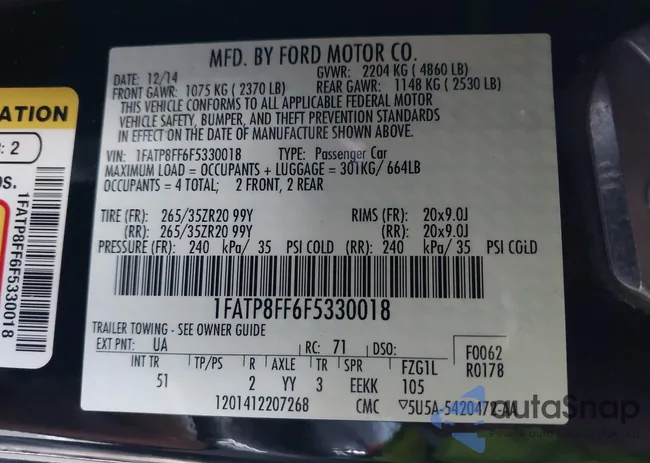 1FATP8FF6F5330018: 43687361