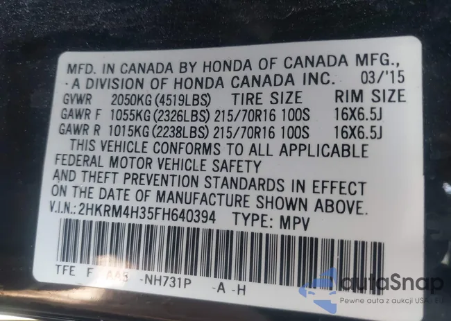 2HKRM4H35FH640394: 43687377