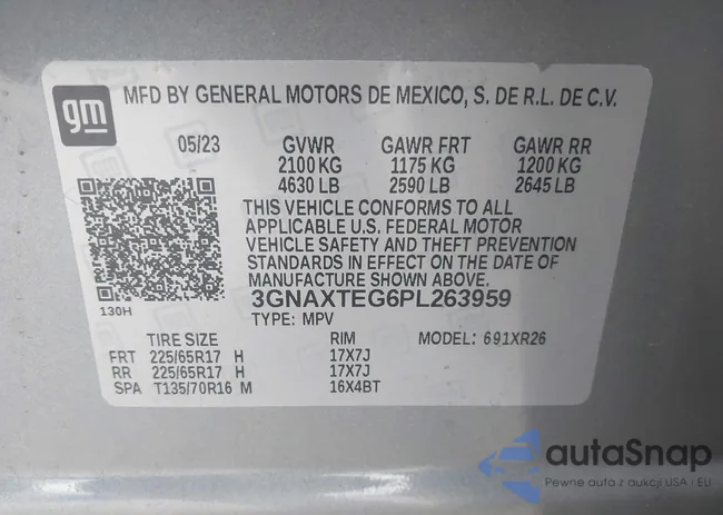 3GNAXTEG6PL263959: 43687423