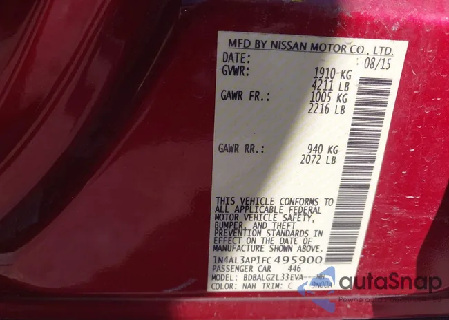 1N4AL3AP1FC495900: 43687438